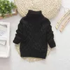 Primavera Autunno Bambini Unisex Casual Fashion Warm Knitting Solid Maglione a collo alto 2-8T Ragazzi e ragazze Vestiti 211104