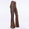 Kvinnorbyxor Capris Leopard Flare Kvinnor Höst Vinter Tjock Varm Hög Midja Byxor Elastisk Slim Street Hipster Sexig Bellbottoms Casual