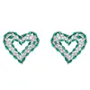 Serce Szmaragd Diament Stud Kolczyk 100% Real 925 Sterling Silver Colczyki Ślubne Dla Kobiet Bridal Moissanite Jewelry