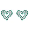 Heart Emerald Diamond Stud Earring 100% Real 925 sterling silver Promise Wedding Earrings for Women Bridal Moissanite Jewelry