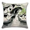 Cushion/Decorative Pillow Chinese Painting Cushion Cover Linen Pillowcase Decoration For Sweet Home House Sofa Coffee Chair Friend Gift