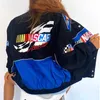 Vår Höst Mode Sport Baseball Style Blå Letter Print Stand Loose Jacket Coat Women Harajuku Plus Size Streetwear 210922