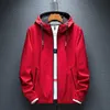 Sonbahar Ceket Su Geçirmez Sping erkek Gençlik Kore Tarzı Ince Hood Trend Moda Kırmızı Rahat Siyah Ceket Rüzgarlık Erkek 210811