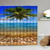 Sea Beach Palm Tree 3D Impermeabile Tenda da doccia Estate Scenario naturale Accessori per il bagno con tende a gancio Decorazione domestica 211116