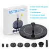 AISITIN 3.5W Pompe de Fontaine Solaire, Pompe à Eau Flottant Batterie Intégrée 1500mAh, avec 6 Buses, pour Bain d'Oiseaux 210713