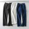 Women High-rise Faded Black Denim Jeans With White Stitching Straight Leg Denim Pants 210302