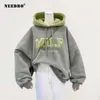 Needbo Milf 까마귀의 스웨트 셔츠 편지 프린트 램 울 풀오스 느슨한 한국 스타일 재킷 풀 슬리브 캐주얼 탑 210825