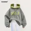 Fedbo Milf Hoodie's Swefshirtts رسالة طباعة صوف لامب سترات فضفاضة على الطراز الكوري سترة كاملة الأكمام قمم غير رسمية 210825