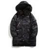 Chaqueta de plumón de pato blanco para hombre, Parkas largas de invierno para hombre, prendas de vestir, abrigo de moda con cuello de piel, chaqueta larga gruesa de camuflaje M-3XL G1115