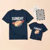 Summer Letter Print Dark Blue Cotton T-shirts for Daddy and Me 210528