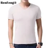 Cool T-shirt Men 95% Bambu Fiber Hip Hop Basic Blank White T-shirt för Men266F