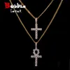 Ankh Cross Jewelry Set Gold Color Materiał miedziany Męska Damska Biżuteria Hip Hop Naszyjnik H1022