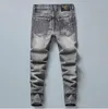 Mens Jeans Designer Slim Fit Motorcycle Biker Denim for Men top Qualoun