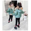 kids winter plus velvet real fur collar down coat with hoodie Christmas cotton outwear girls boys warm stuffed padded children design