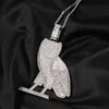 Hip hop Sweater chain Vintage Owl pendant necklaces for men women luxury designer mens bling diamond gold chain necklace jewelry l256A