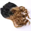 Reyna Sy i hår Ombre Två ton Vågigt Syntetisk Hårförlängning Väv 100% Värmebeständigt hårbunt 220216
