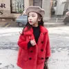 Vinter Nya Baby Girls Imitation Fur Coat Lång Mink Jacket Dubbelbröst Tjockt Varm Barn Tillfälligt Outwear TZ652 H0909