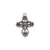 100 SZTUK Antique Silver Stop Religia Cross Charm Wisiorki Do Biżuterii Making Bransoletka Naszyjnik DIY Akcesoria 20.5x28mm A-677