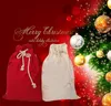 Santa Sack Linen Christmas Candy Bag with Drawstring Xmas Gift Sacks Apple Present Storage Bags for Kid