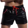 Été Faux Cuir Hommes Shorts Casual Lâche Avec Poches Haute Qualité Mâle Pantalon Court Confortable Homme Doux 210714