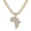 Colliers pendants Fashion Crystal Africa Collier pour cartes pour femmes Accessoires Hip Hop Bijoux Chain de liaison cubaine Gif2435