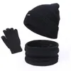 Berets Winter Beanie Hat sjaalhandschoenen driedelige set vrouwen mannen aanraakscherm buiten warm gebreide unisex hoeden