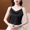 Kore kadın gömlek kadınlar için şifon bluzlar kolsuz kadın üst beyaz v yaka temel kadın tops ve 210604 oymak