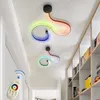 Modern Rgb Led Wall Lamp Remote Control Stairs Bedroom Lamps Colorful Ceiling Sconce S-Shaped Aluminium Aisle Lights Room Decor 210724