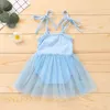 Kids Rompers Girls Sling Solid Color Bow Romper Spädbarn Toddler Lace Mesh Jumpsuits Sommar Mode Baby Kläder