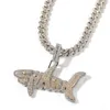 Hip Hop Iced Out Animal Shape Letter Shark Hanger Ketting Micro Verharde Kubieke Zirkoon met Touw Ketting Tennis Ketting