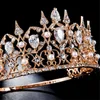 Bruid tiara kroon zirkoon kristal hoofdtooi bruids bruiloft haar sieraden gouden diadeem koningin bruiloft accessoires meisje kronen pageant x0625