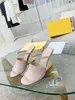 2021 European and American women's special-shaped heel slippers multicolor leather material size 35-42