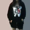 Stijlvolle botpatroon rits omhoog hoodies streetwear oversized hooded sweatshirt vrouwen lange mouw casual harajuku grafische uitloper 211108
