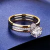 Size 6-10 Wedding Rings Top Sell Luxury Jewelry 925 Sterling Silver&Rose Gold Fill Round Cut White Topaz CZ Diamond Gemstones Eternity Woemen Enagement Band Ring Gift