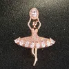 FARLENA Jewelry Delicate ballerina girl for Women Dress Scarf Pins Fashion Micro-inlaid Zircon Crystal Brooch