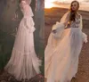 Einzigartige Böhmen Hochzeit Kleid Schal Langarm Spitze Boho Fee Rock Brautkleider Chic Strand Tüll Vestido De Noiva