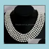 Beaded Necklaces & Pendants Jewelry 9-10Mm White Natural Pearl Necklace 55Inch Choker Womens Gift Bridal Drop Delivery 2021 Cpqml