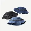 Summer Women Light Luxury Denim Chain Bucket Hat Female Harajuku Retro Panama Fisherman Hat Korean Fashion Sun Hat