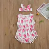 2021 BabyGirl 0-24M Clothing Newborn Baby Girls 2-piece Outfit Set Sleeveless Fruit Tassels Romper+Headband Set for Kids Girls G1221