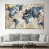 Reliabli Art 3Panels / Set Big Size Wereldkaart Canvas Schilderijen Thuis Muur Posters voor Woonkamer Decoratieve afbeeldingen Geen frame 210310