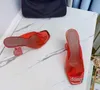 패션 여성 여름 클래식 크리스탈 투명 슬링 백 샌들 힐 펌프 9.5cm 최고 품질