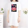 Casual Dresses Mini T-Shirts Kleid Kurzarm Frauen Donut Kawaii Print Harajuku T-Shirt Vestidos O Neck Tee Robes Femme Sommer