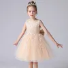 Biały Wedding Birthday Gown Koronki Tutu Princess Sukienka Kwiatowy Haft Dziewczyny Dzieci Odzież Dla Dzieci Dla Dzieci Ubrania Q0716