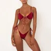 Rosa Bikini Biquini Bademode Frauen Push Up Badeanzug Sexy Badeanzug Zwei Stück Traje de Bano Mujer Gestreiften Monokini 210305