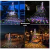 Guirlande lumineuse LED de Noël extérieure 11 pieds 350 LED 8 modes d'éclairage suspendu cascade étoile avec prise 110v 220v alimentée à l'énergie solaire pour le jardin de vacances de Noël