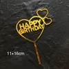 Joyeux anniversaire acrylique gâteau Topper or guirlande amour coeur cupcake pour décorations de fête de mariage fournitures Y200618