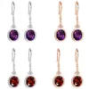 Kvinnor Örhängen Dangle Crystal Silver Plated Purple Diamond Red Ny Inlaid Fashion Drop Style