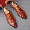 Fashion Classic Pointed Toe Mens Pleated Dress Leather Shoes Luxury Slip On Black Flats Office wedding party Formal Loafers H6