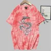 Dragon Anime Short Sleeve O-Neck Tie Dye Casual Loose Uniex T-shirt Y0809