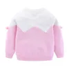 Mudkingdom bebê menina cardigan suéter outono Bonito Pompon Kids Malhando Outwear 210615